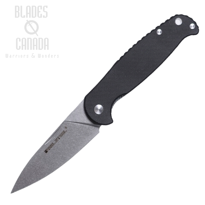 Real Steel H6 Free Folding Knife, 14C28N SW, G10 Black, 7622